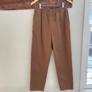 Everlane | the easy pull on pant elastic waist straight brown chinos